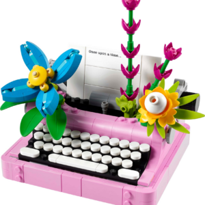 Typemachine met bloemen